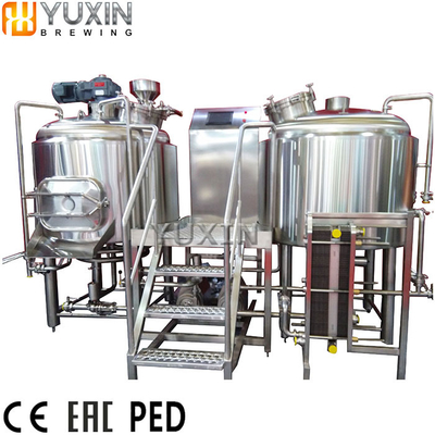 Factory making craft beer using brewing equipment, whirlpool brew kettle for sale